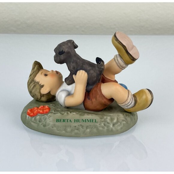 Vintage Berta Goebel 1996 "PALS" Boy Playing with Black Dog Figurine, Home Decor - Picture 6 of 8